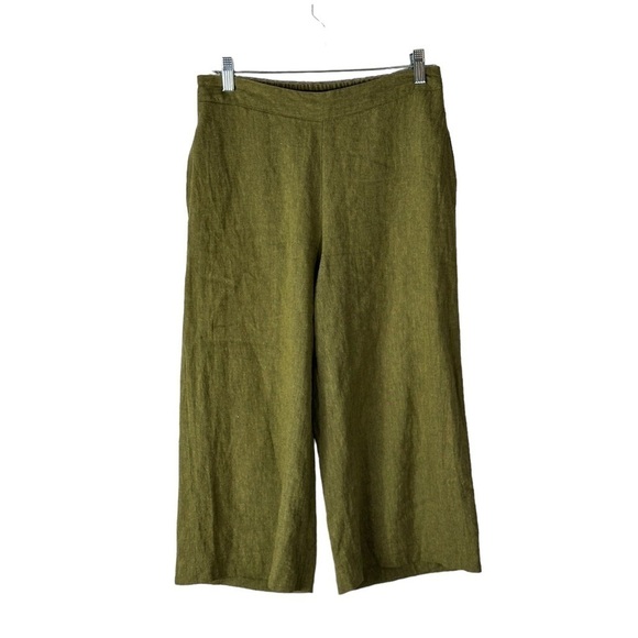 Coldwater Creek Linen Crop Wide Pants Size Petite Small - Picture 1 of 5